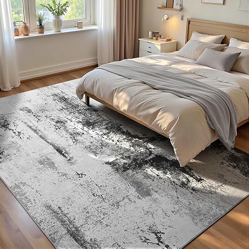 Miniatura 44 de Ompaa Tapete largo abstracto, antideslizante, lavable, suave con respaldo de goma para pasillos, cocina, dormitorio, baño, entrada, gris, 2 x 6 pies