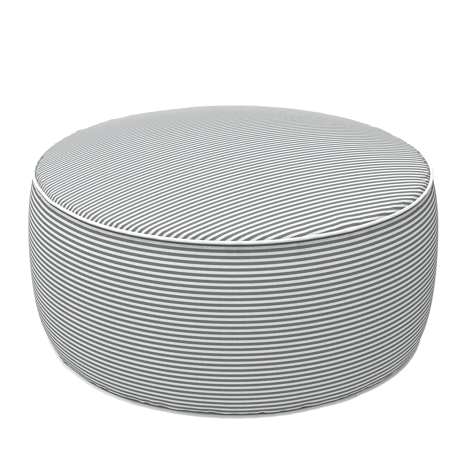 LVTXIII Indoor/Outdoor Inflatable Ottoman with Handle D21 x H9 Inch, Weather-Resistant Round Footstool Pouf for Patio Camping Living Room, Portable