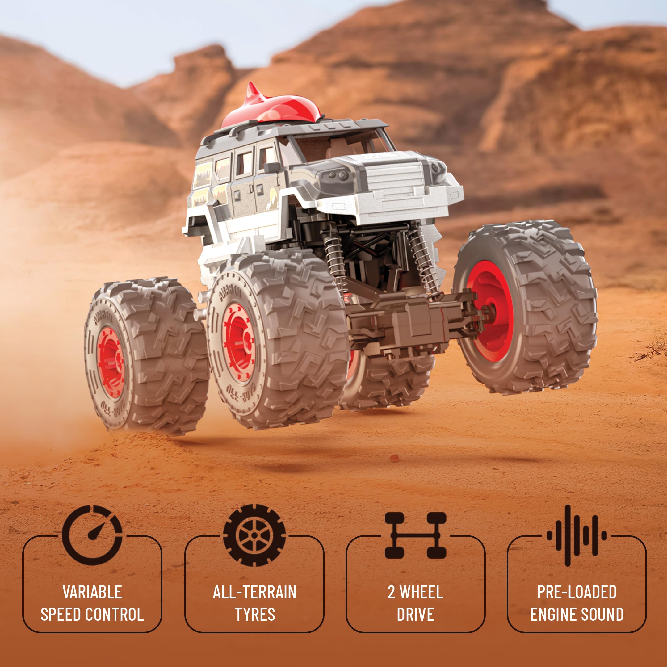 Mirana Trailblazer 2WD RC Car Toy for Kids | Remote & App Control ATV with Nitro Speed Boost | Type-C USB Rechargeable & in-Built Bluetooth Speakers | for Boys & Girls 4+ Years (Grey) 4