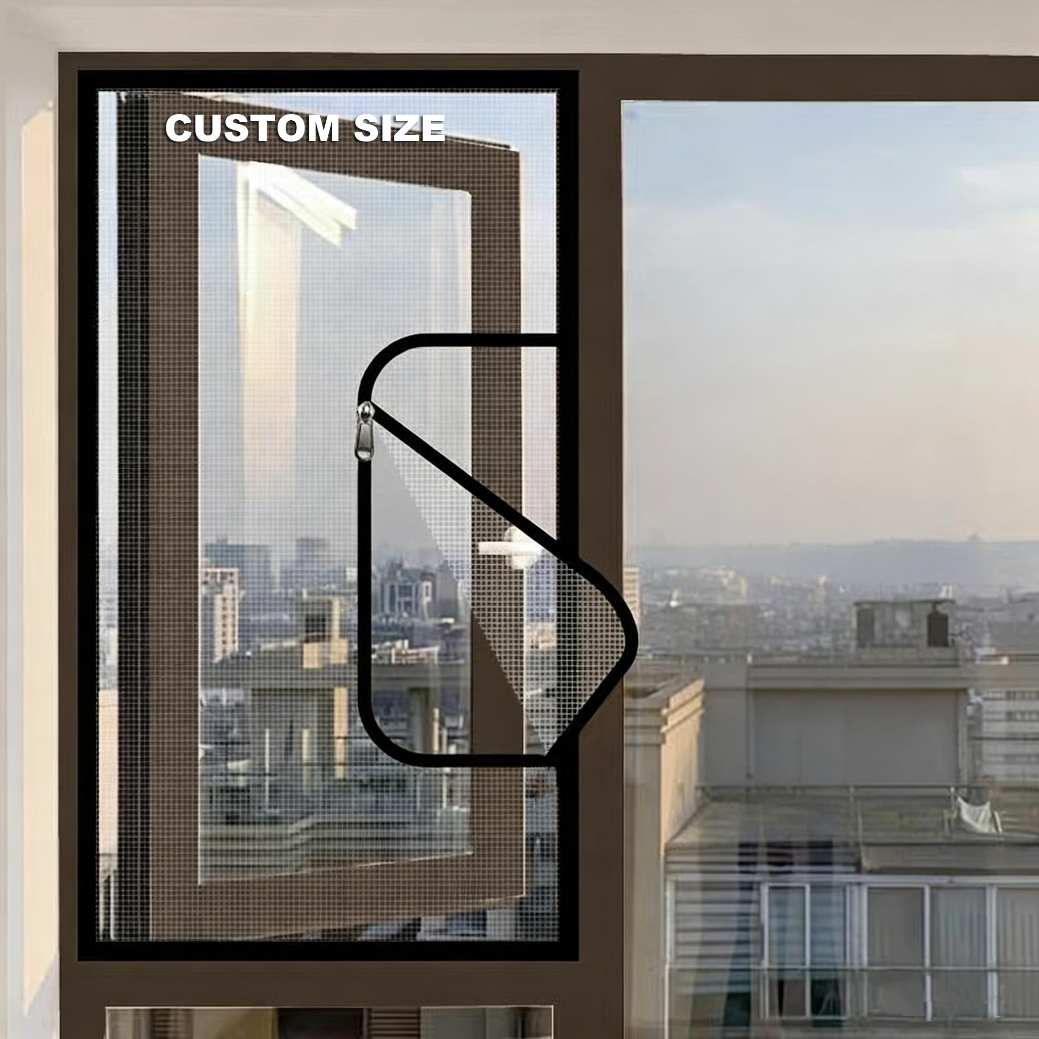 Custom Size Anti-Mosquito Insect Window Mesh, Bug Mosquito Net, Self-Adhesives Window Netting, Fitted to Multiple Windows, Indoor Cat Safety Netting