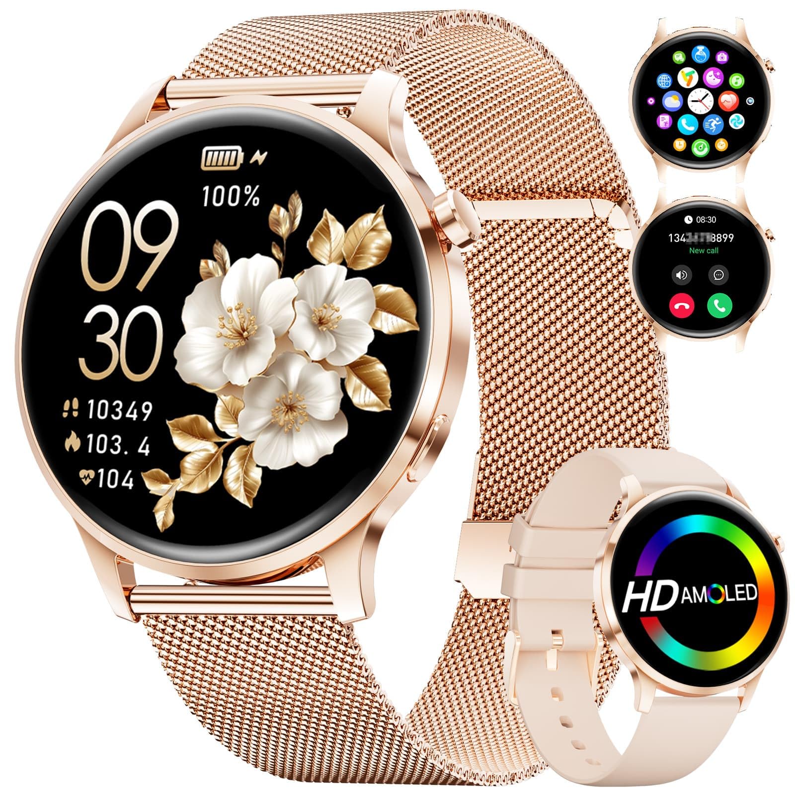 SUNKTA Smart Watch for Women Answer Make Calls 1 32 Amoled Display Smart Watch with Heart Rate Clories