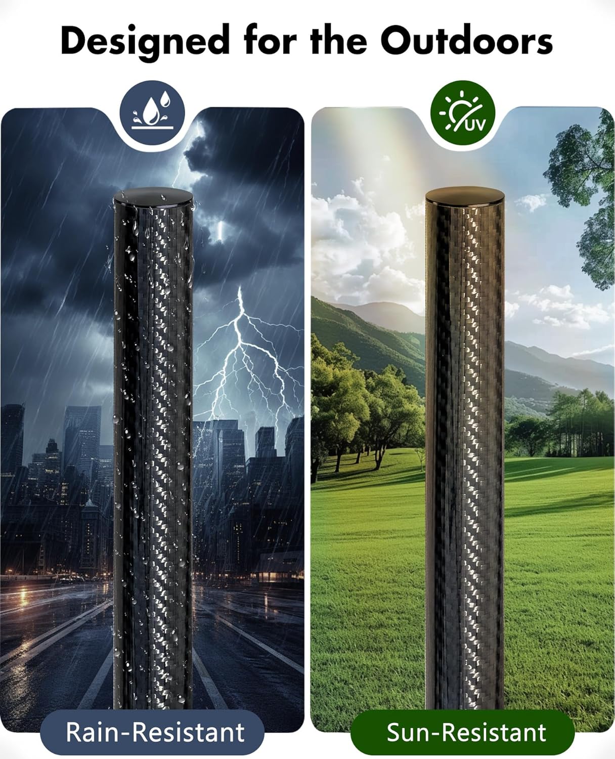 (1.25 Inch Dia.) 6 Foot Flag Pole for Truck, Car, Pickup, Jeep, Trailer, RV, SUV, Heavy Duty Carbon Fiber Flagpole, Weatherproof, Without Holder, Black - Image 5