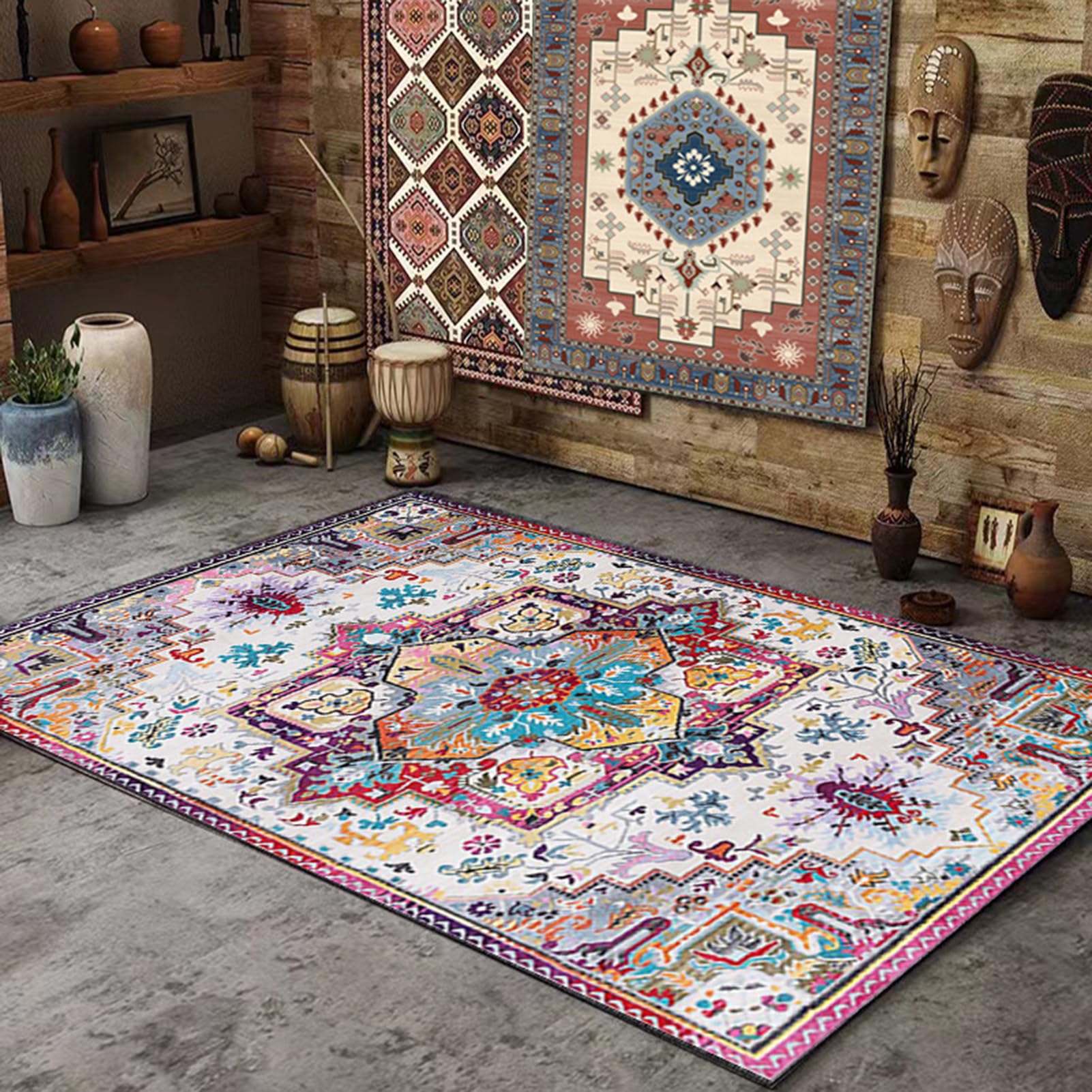 HGTRH Outdoor Patio Rug Waterproof Non Slip Washable, Rugs Outdoor Waterproof 5x7, Crystal Velvet Outdoor Carpet Tiles for Patio Portable Camping RV Rug Indoor Outdoor Area Rug for Porch Balcony
