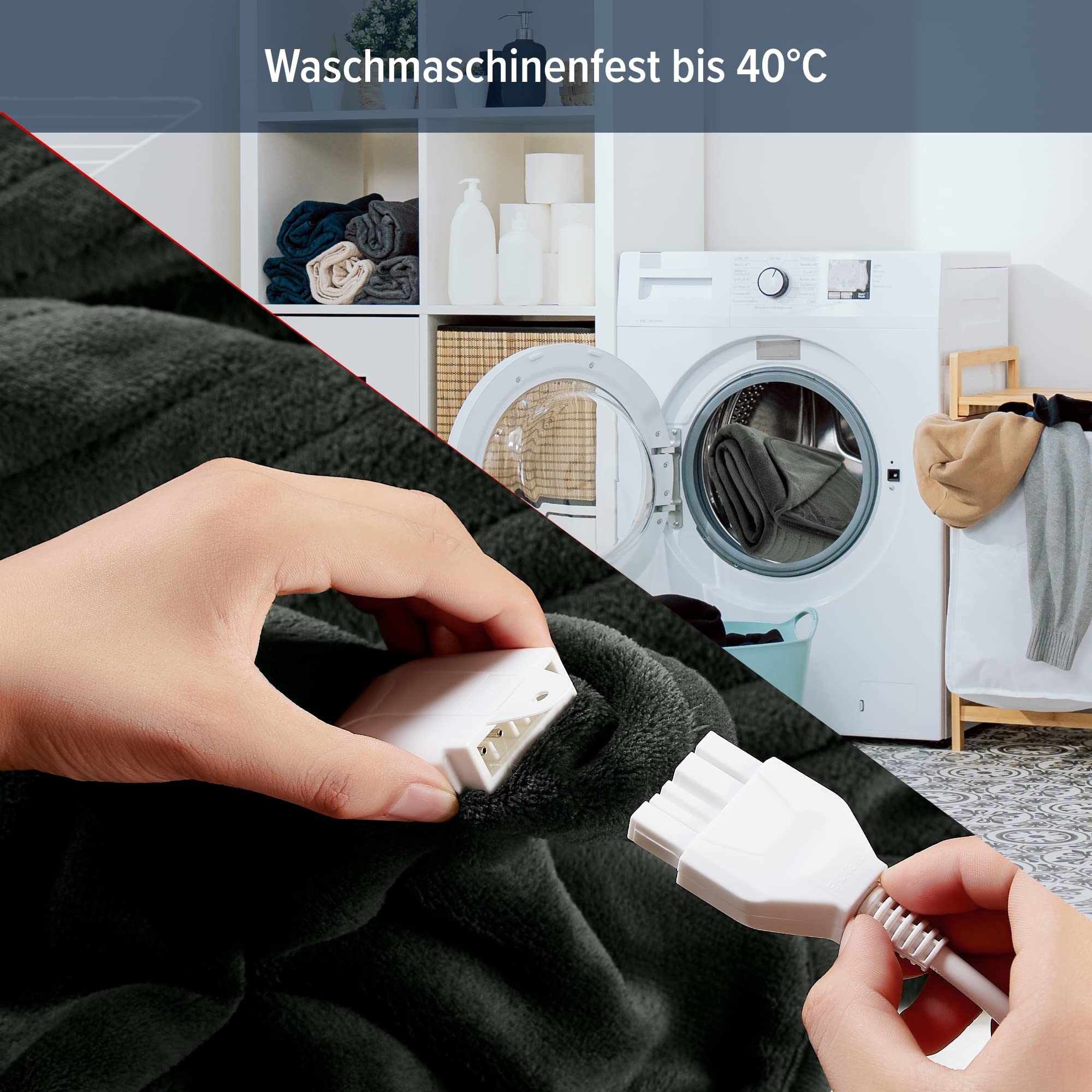 Arebos Heizdecke aus Plüsch 200x180cm | elektrische Wärmedecke mit Abschaltautomatik| maschinenwaschbar | Timer, Überhitzungsschutz, Vorheizfunktion | 9 Heizstufen | Anthrazit