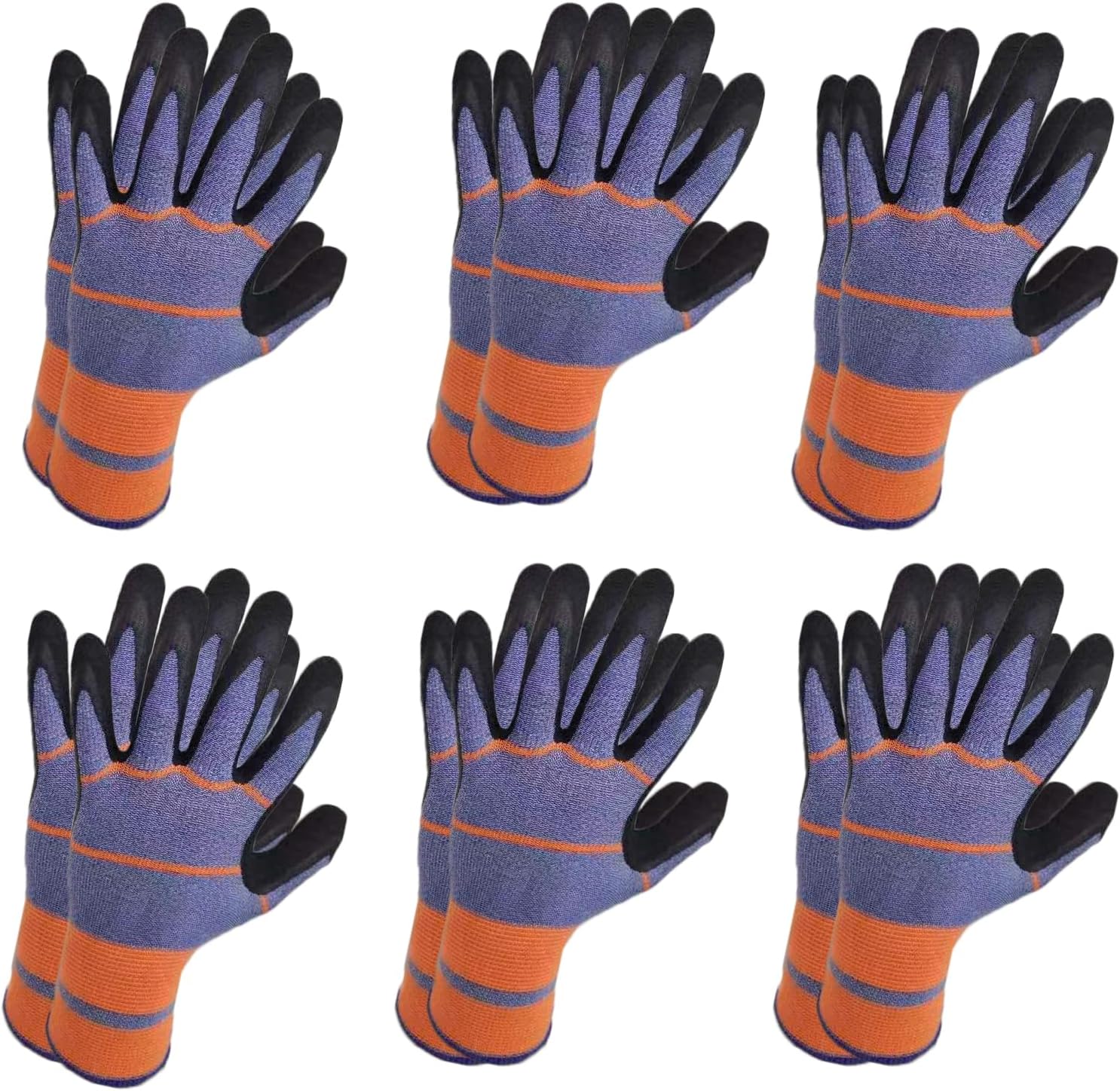 CELCOREERY 6 Pairs Breathable Latex Coated Gardening Gloves for Men & Women - Durable Anti-Slip Work Gloves for Garden, Patio, Outdoor Tasks