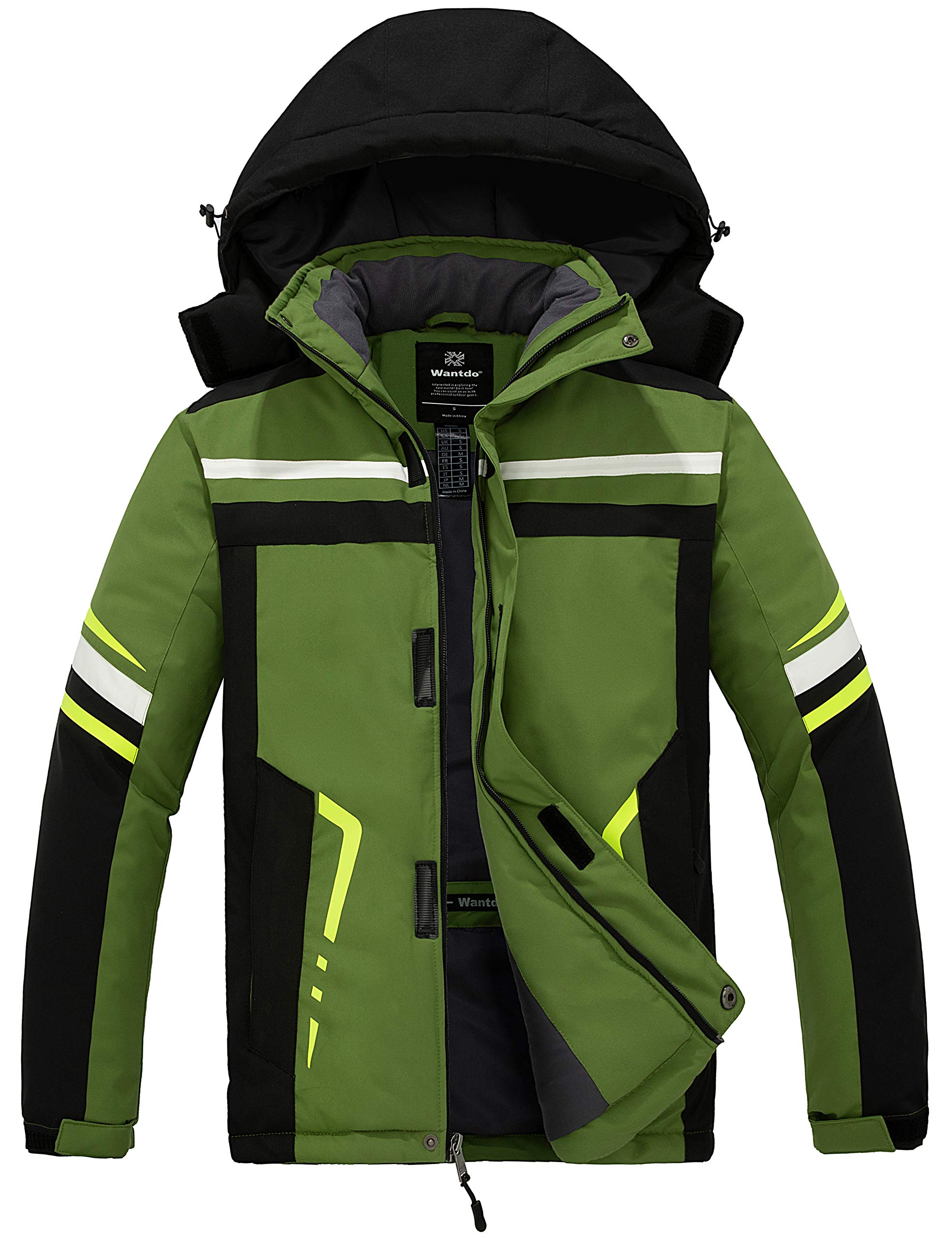 WantdoMen's Windproof Snowboarding Jacket Mountain Waterproof Ski Jacket Warm Winter Snow Coat