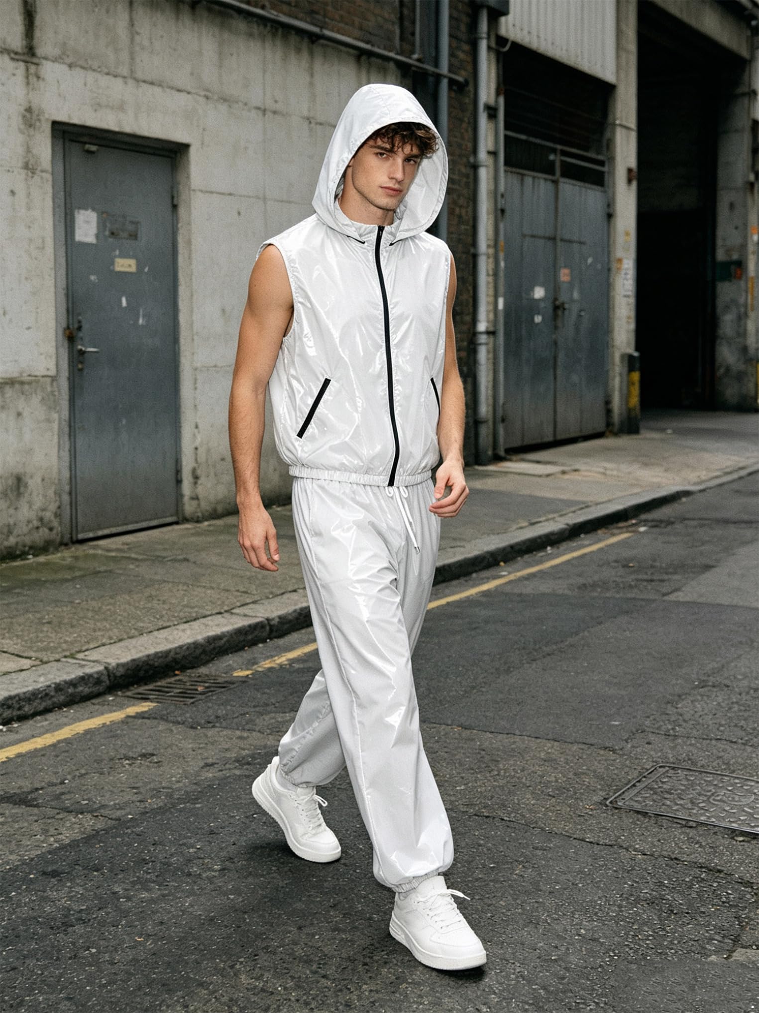Kaerm Męski dres do joggingu, letni, częściowy strój, fitness, bluza z