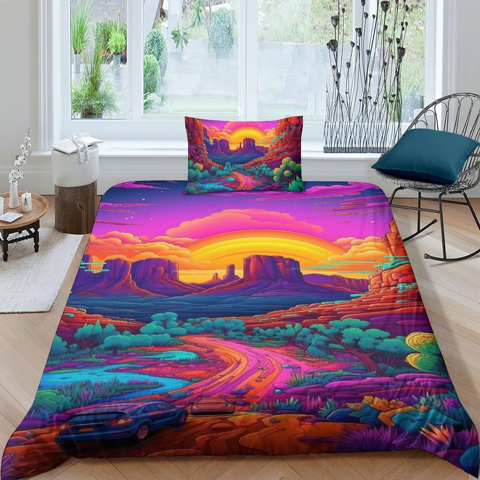 Housses de couettes colorées lit simple 135x200 avec taies microfibre