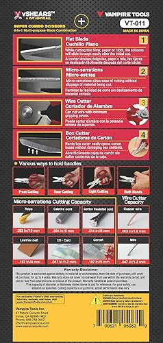Miniatura 3 de VAMPLIERS vSHEARS: Tijeras multiuso de 6.3 pulgadas. Tijeras combinadas de cuchillas multiusos 4 en 1, cuerpo de acero inoxidable japonés de primera