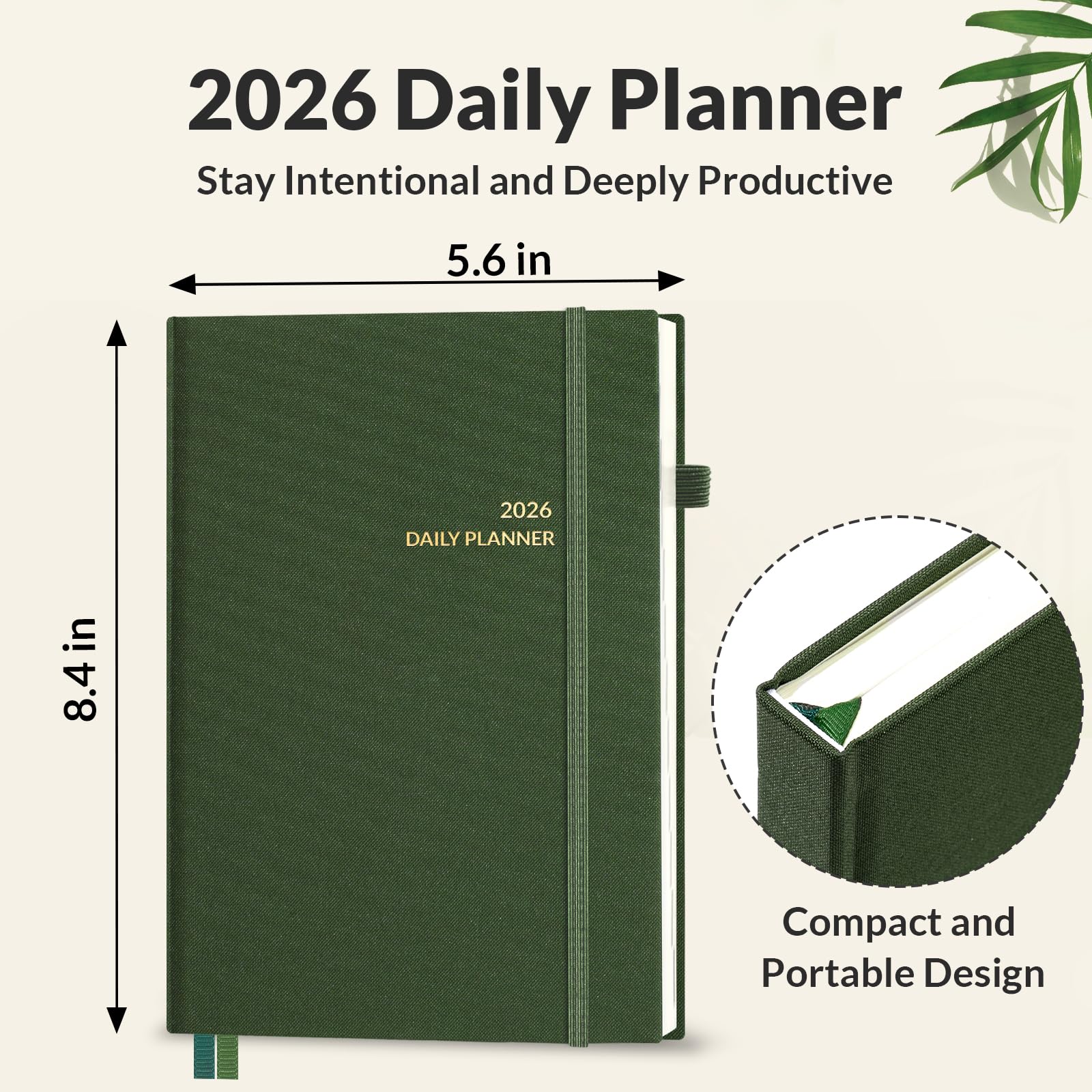 SUNEE Agenda 2026, agenda giornaliera 2026 per la produttività, sistema di raggiungimento degli obiettivi settimanale e mensile con layout di una pagina per giorno, copertina rigida A5 (14,2 x 21,3 cm