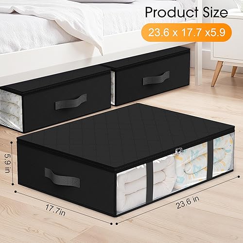 Miniatura 2 de StorageRight Contenedores de almacenamiento para debajo de la cama, paquete de 4 bolsas de almacenamiento plegables de tela de 40 litros con ventana