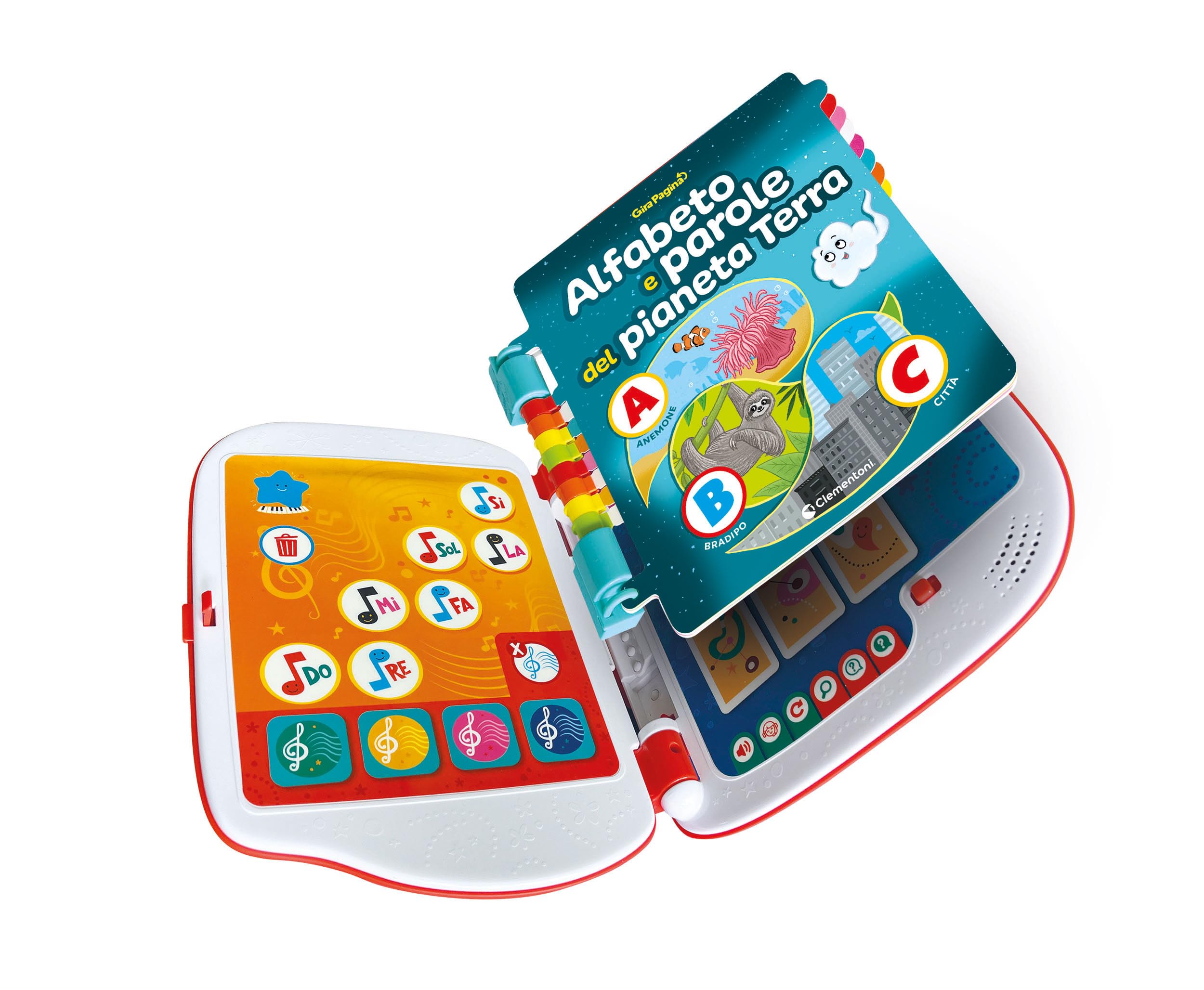 Clementoni - 16647 - Sapientino - Girapagina, L’Alfabeto del Pianeta Terra - Libro Educativo Ed Interattivo per Stimolare L'Interesse alla Lettura, per Bambini dai 4 Anni (Gioco in Italiano)