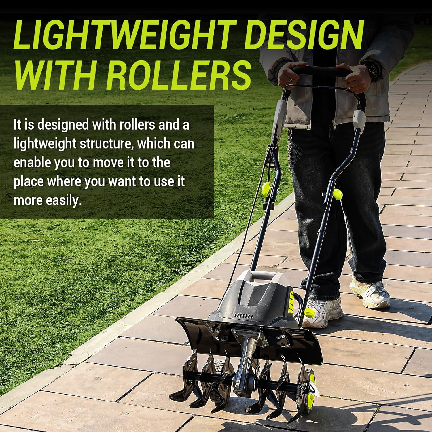 Electric Tiller 12 Amp Rototiller：Powerful Garden Tiller with 6 Steel Tines Tiller, Hand Tiller with 18-inch Tilling Width 8'' Tilling Depth for Gardening, Cultivator for Lawn
