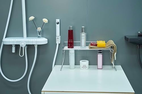 Miniatura 6 de JUNCHU CHERRY Estante de almacenamiento de metal para fregadero de baño, organizador de fregadero de cocina (cromado)