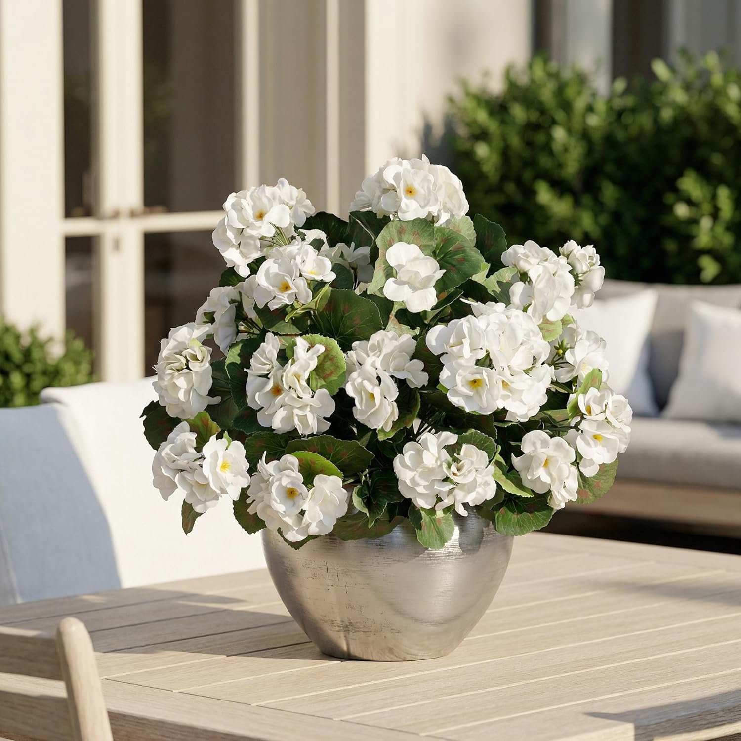 4pcs Fake Flower Artificial Geranium,Artificial Flowers for Outdoors, White Geraniums Artificial Flowers Realistic,Artificial Geraniums for Outdoors Fake Plant Decoration14.4 (White) - Image 9