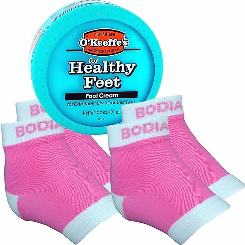 Gel Hidratante para calcetines o mangas de talón, 2 pares, rosa, grande, pies saludables, Crema de pies para talones agrietados, de O'Keeffe del