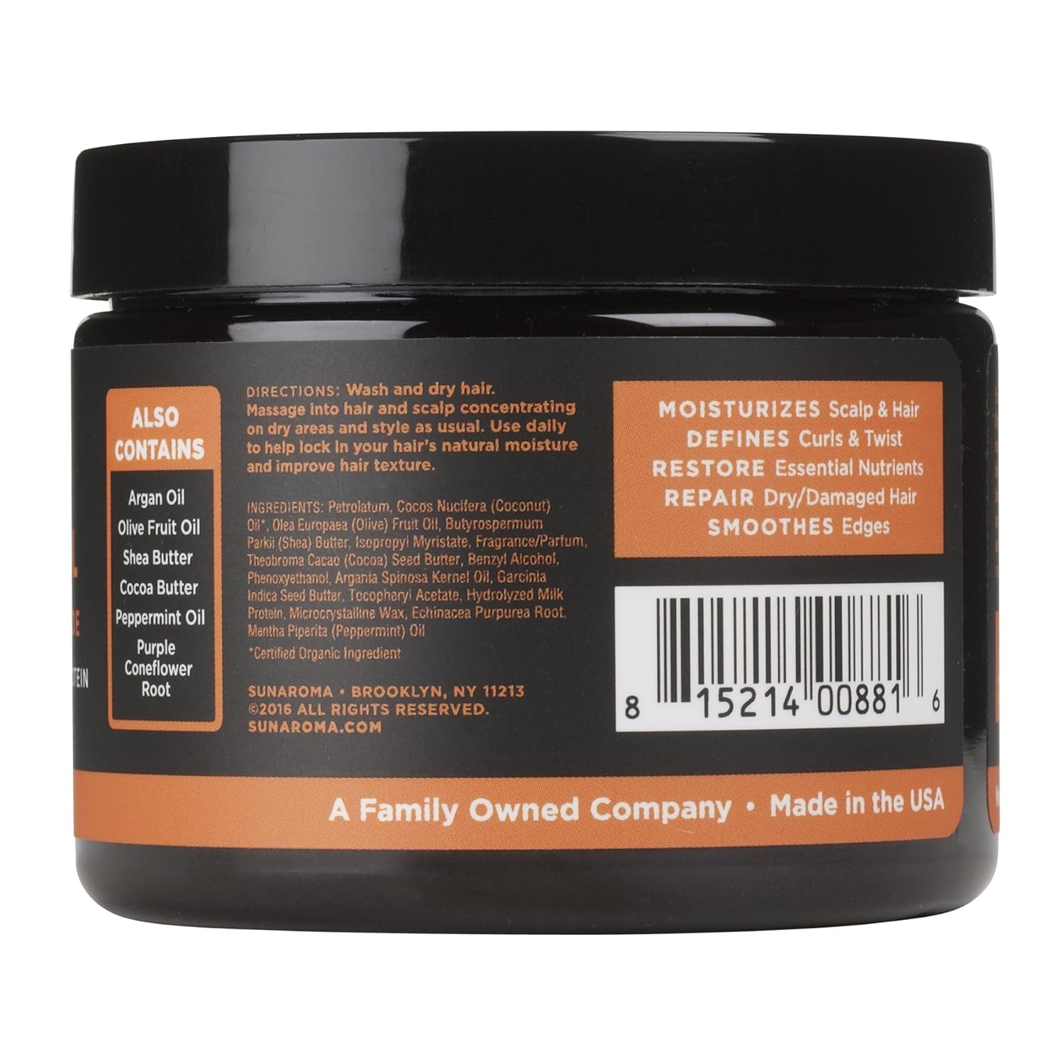 SUNAROMA Organic Coconut Oil Hair Pomade, 5.5 oz. - Image 4