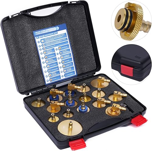 ZAWAYINE Juego de adaptadores de purga de freno, kit de purga de cilindro maestro de freno, herramientas de purga de líquido de frenos 17 piezas