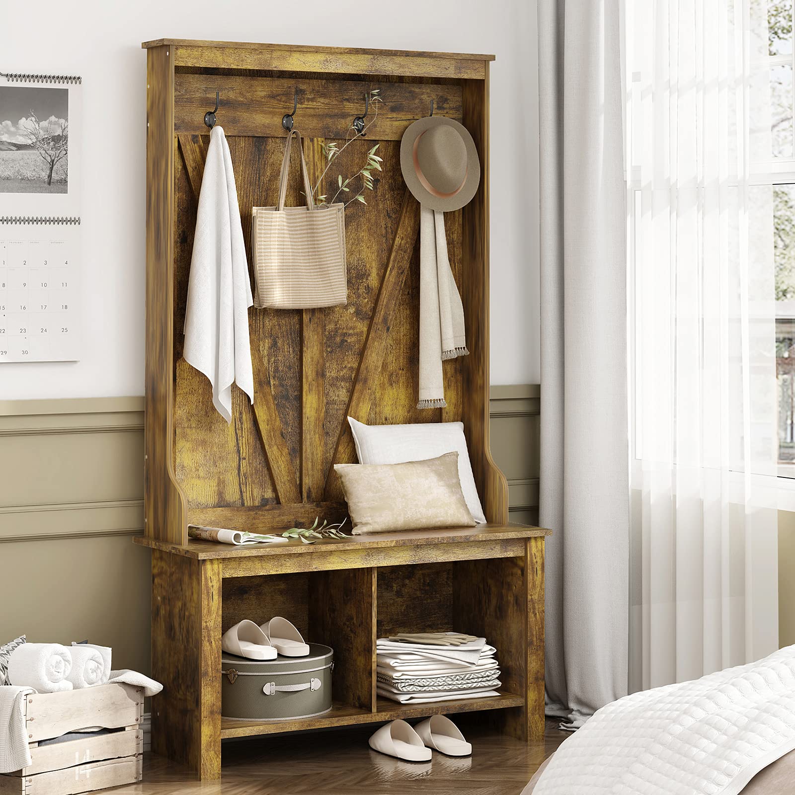 Buy Itaar Hall Tree, Entryway Hall Tree with Storage Bench (38", Rustic