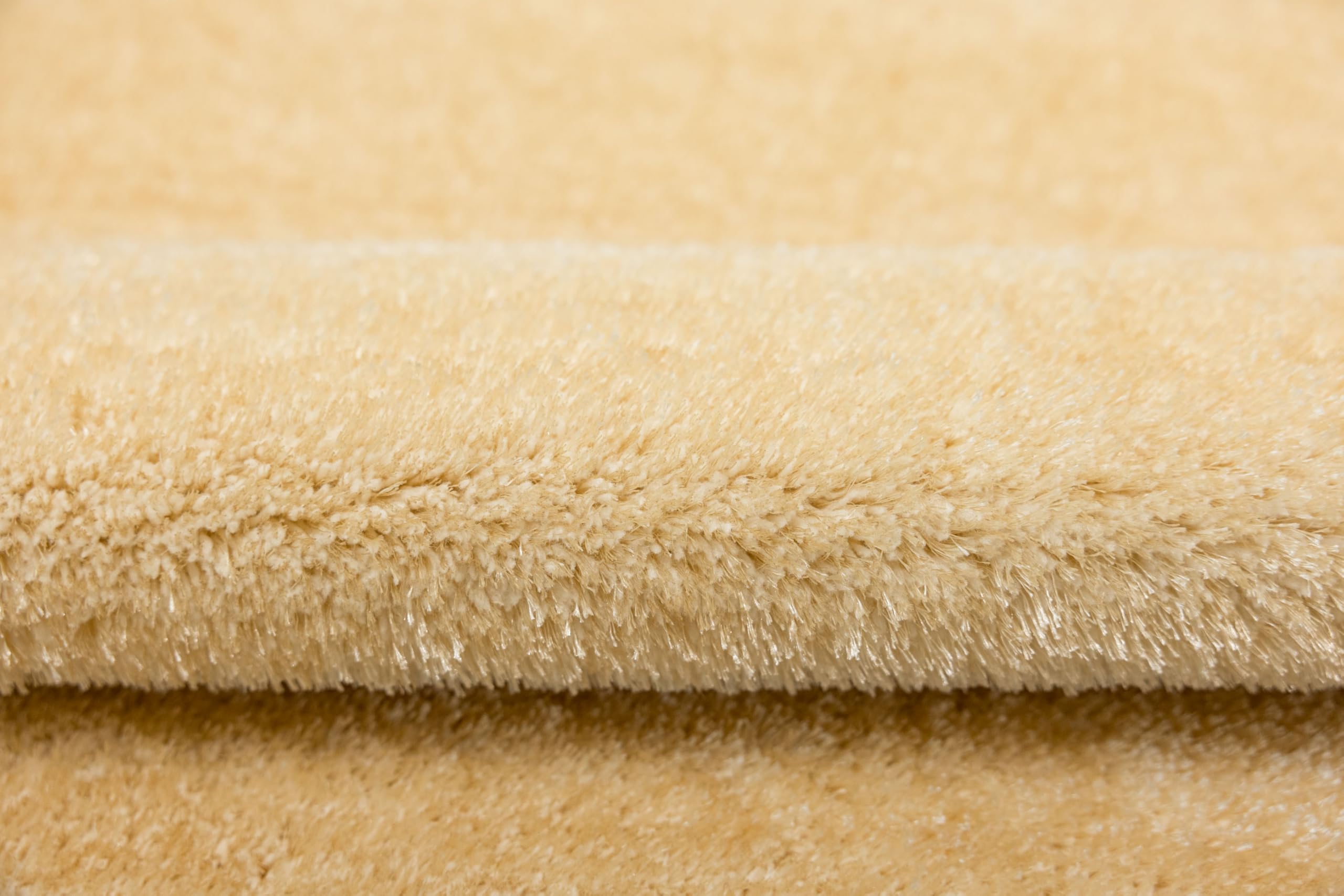 Malmo Beige Teppich mit Glanz Runden 100 cm Shaggy Badematten & Badteppiche Badezimmerteppich Bad Vorleger waschbar rutschfest Bathroom Rug dusche Teppich Badmatten Schlafzimmerteppich