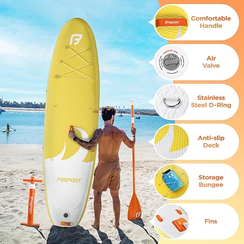 Vista 63 de FBSPORT Tabla de remo de pie prémium de 11 pies, tabla de yoga con accesorios duraderos de SUP y bolsa de transporte, amplia posición, control