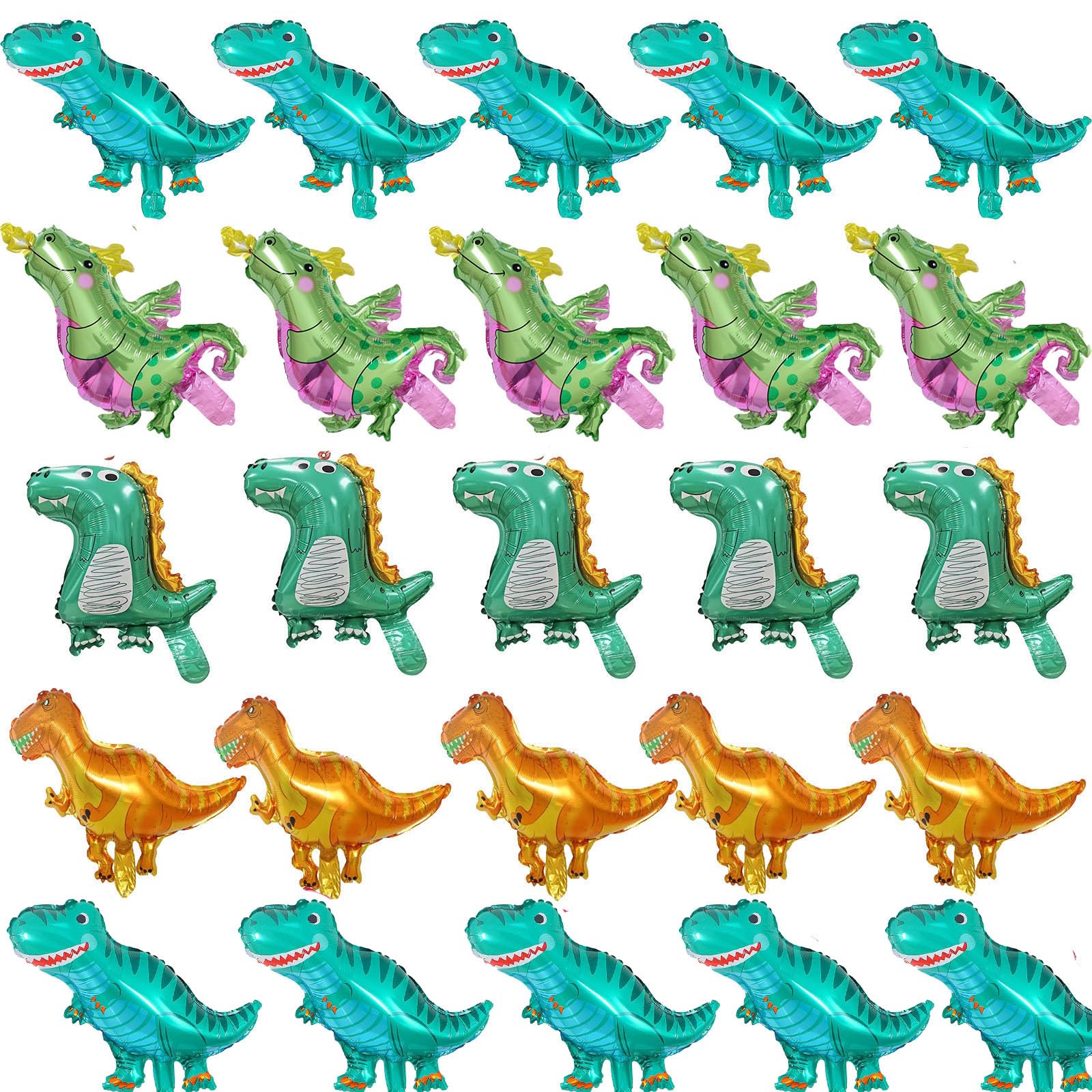 25Pcs Mini Dinosaur Balloons Foil Mylar Balloon for Birthday Party Dinosaur Party Decorations Baby Shower Decorations