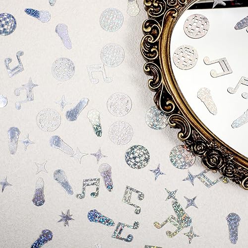 Miniatura 3 de 200 unidades de confeti de bola de discoteca, pequeñas bolas de discoteca con purpurina, decoración de mesa y confeti de papel para notas musicales