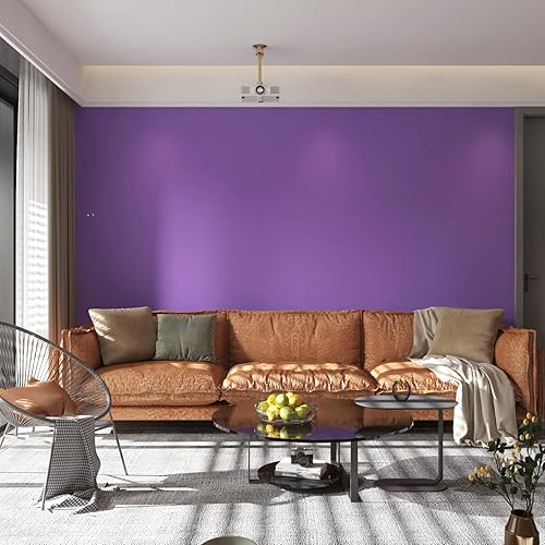 Miniatura 6 de VOLEAAR Papel tapiz morado lavanda de 35 x 196 pulgadas, papel de contacto morado, papel de color sólido, papel autoadhesivo para encimera, de