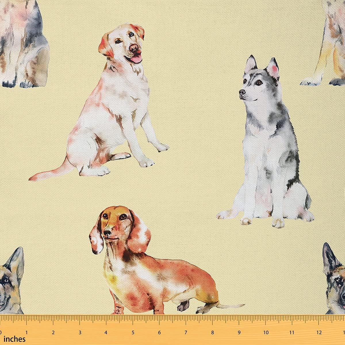 Amazon.com: Cute Dogs Fabric by The Yard for Chairs Lovely Puppy Pet ...