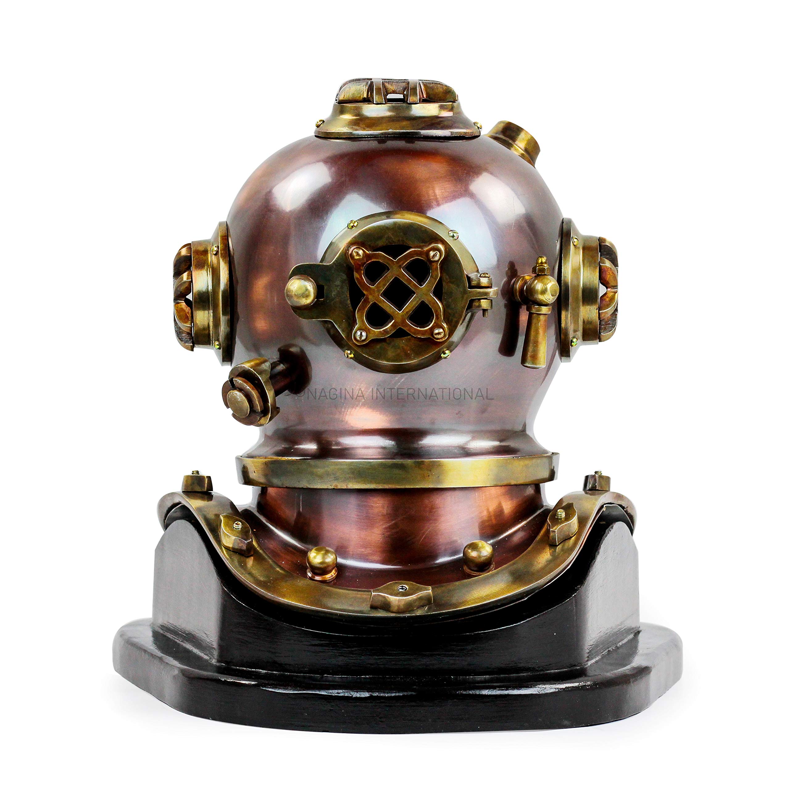 Scuba Diving Nautical Helmet | Maritime Ship's Decorative Helmet | Nagina International (Antique Black-On Base, 6 Inches)-image-33