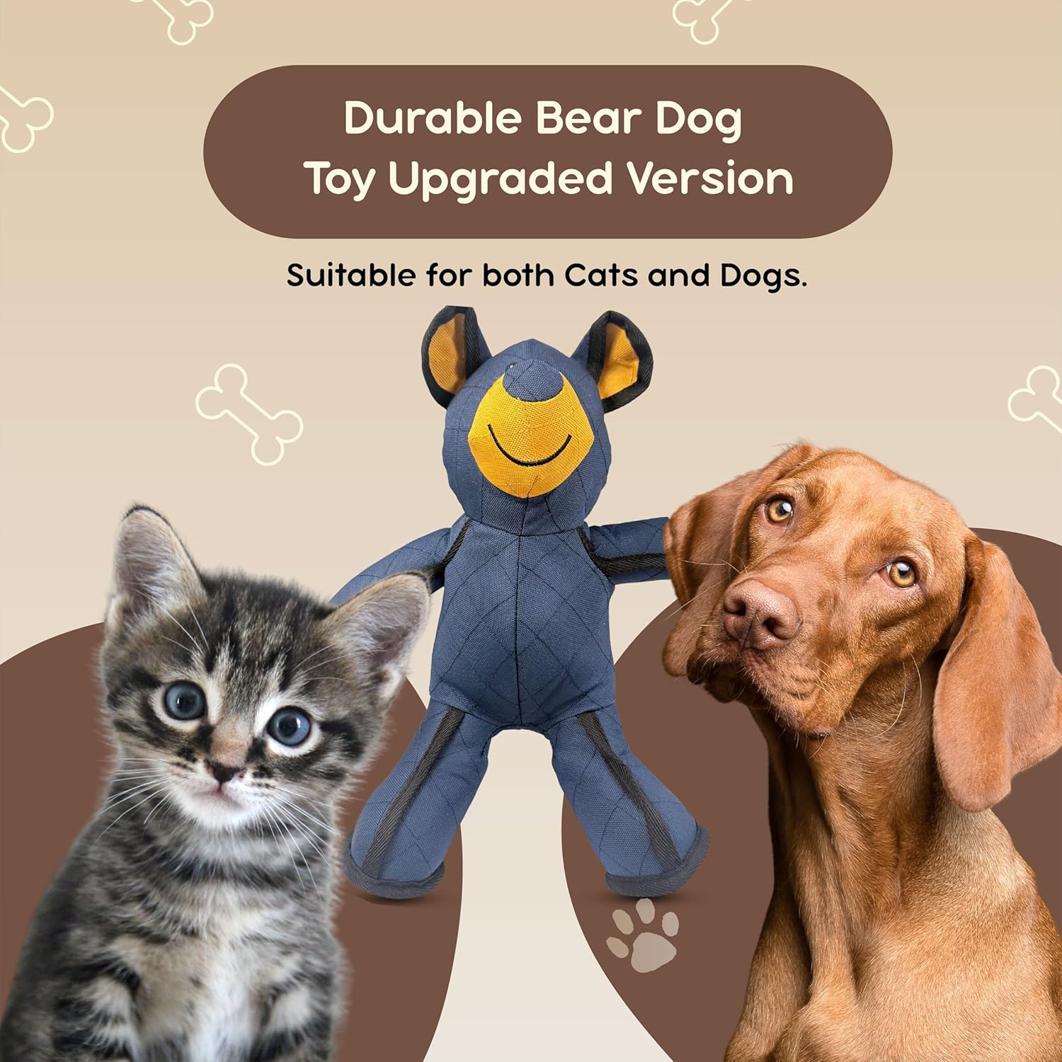 耐久性のあるインタラクティブなクマの犬のおもちゃ &ndash; 小型犬と大型犬と猫のためのスクイカー付きタフな噛むおもちゃ、退屈を減らすための