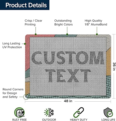 Miniatura 1280 de My Sign Center - Letrero personalizado, 11 colores de fuente, 13 estilos de fuente, 4 opciones de agujero, 22 tamaños, 8 x 32 pulgadas, sin óxido,