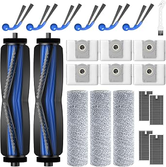 T80 OMNI Replacement Parts for ECOVACS DEEBOT T80 Omni/for Yeedi M14 Plus Robot Vacuum and Mop, includes Main Brushes, Roller Mops, Hepa Filters, Dust Bags, and Side Brushes