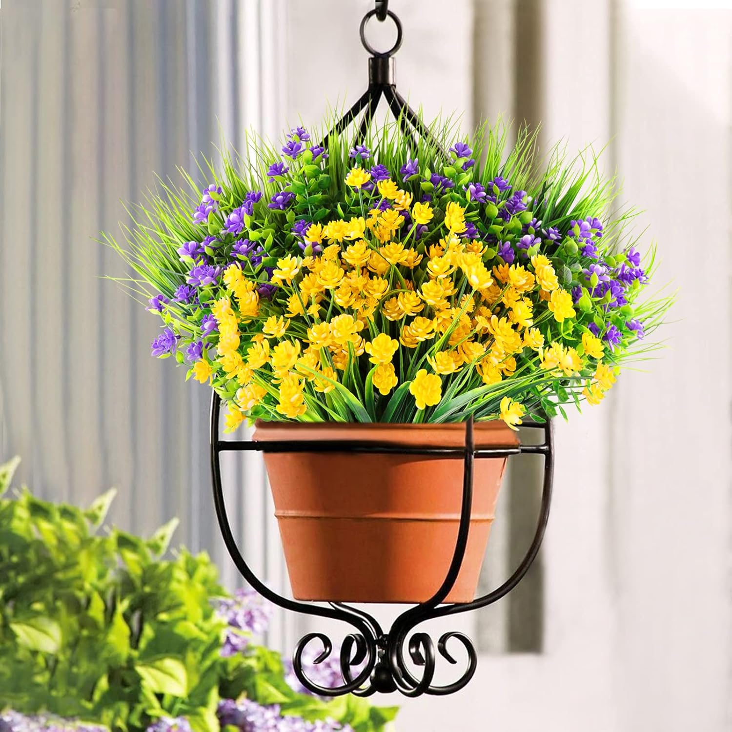 GREENRAIN 12 Bundles Artificial Flowers Outdoor Fake Flowers for Decoration UV Resistant No Fade Faux Plastic Plants Garden Porch Window Box Décor