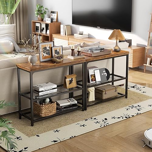 Miniatura 4 de Mesa consola pequeña de 32 pulgadas con almacenamiento, mesa de entrada estrecha, mesa de sofá para sala de estar, mesas de consola resistentes de 3