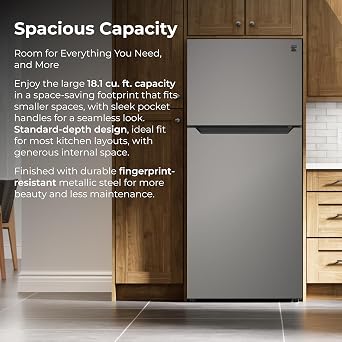 Kenmore 30 Top Mount Refrigerator with Freezer - Adjustable Shelving, Humidity-Controlled Crispers, LED Lighting, ENERGY STAR Certified, 18.1 cu. ft. Capacity - Fingerprint Resistant Metallic Steel