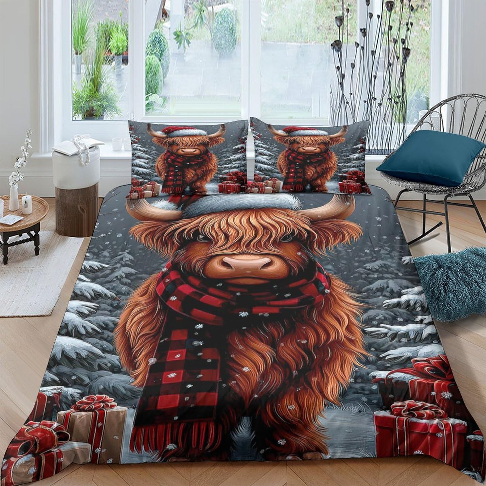 3D Printed Highland Cow Quilt Cover, Microfiber Duvet Cover Hidden Zipper