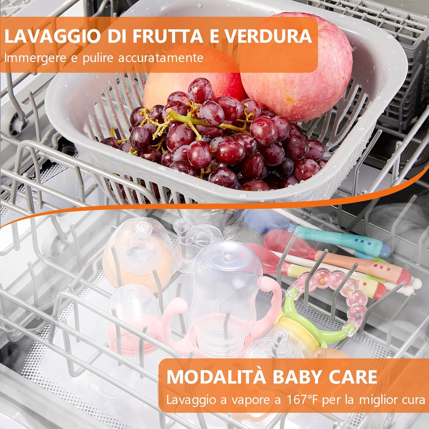 Karlxtom Lavastoviglie portatile, Lavastoviglie Piccola da Appoggio con Doppia Modalità di Alimentazione Dellacqua, Lavaggio a 360°, 6 Programmi, Controllo touch, Display a LED [Classe di efficienza energetica F]