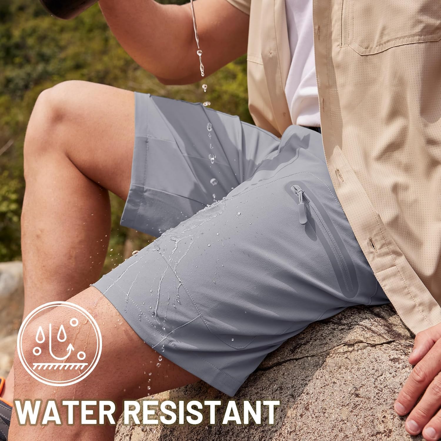 TACVASEN Men's Hiking Cargo Shorts 10" Quick Dry Lightweight Casual Summer Outdoor Golf Shorts with 5 Zipper Pockets - Image 4