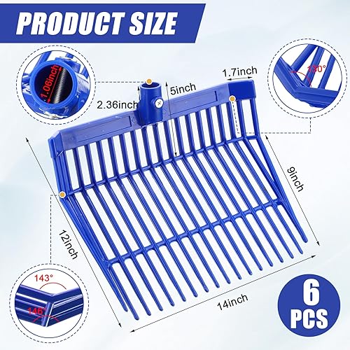 Miniatura 2 de Lasnten 6 piezas de cabeza de horquilla de estiércol, 18 púas, cabeza de repuesto de horquilla, horquillas de plástico con tornillos y tuercas,