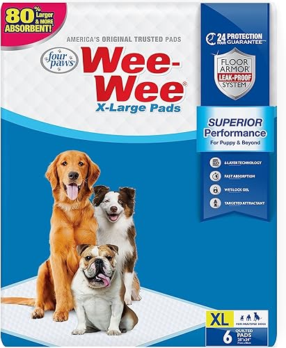 Four Paws - Alfombrillas absorbentes Wee-Wee para perros, empapadores de rendimiento superior, suministros de adiestramiento de perros grandes y