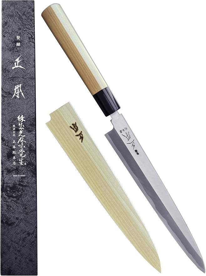 MASAMOTO KS Japanese Yanagiba Sushi Knife with Sheath 10.5