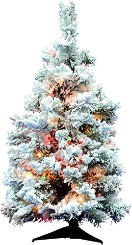 Vickerman - Árbol de Navidad artificial de pino de Alaska de 36 pulgadas, con efecto nevado.
