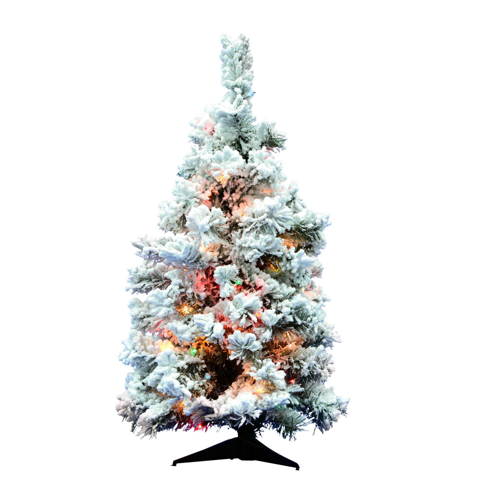 Vickerman Artificial 36" X 24" Indoor Flocked Alaskan Pine Christmas Tree - 100 Dura-Lit Multi-Colored Lights - 127 PVC Tips