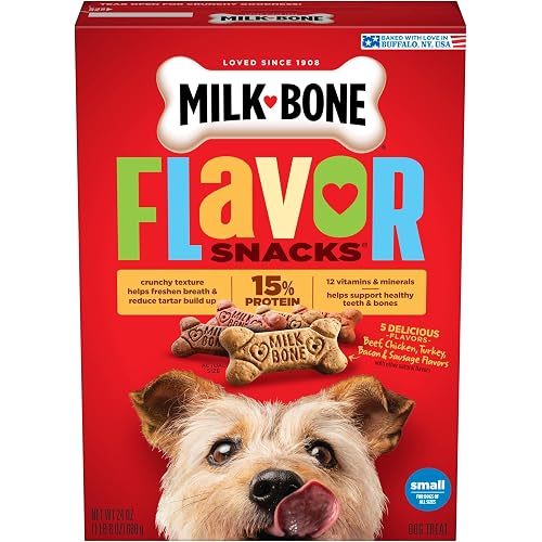 Milk-Bone Flavor Snacks Small Dog Biscuits, Flavored Crunchy Dog Treats, 24 Oz. Box