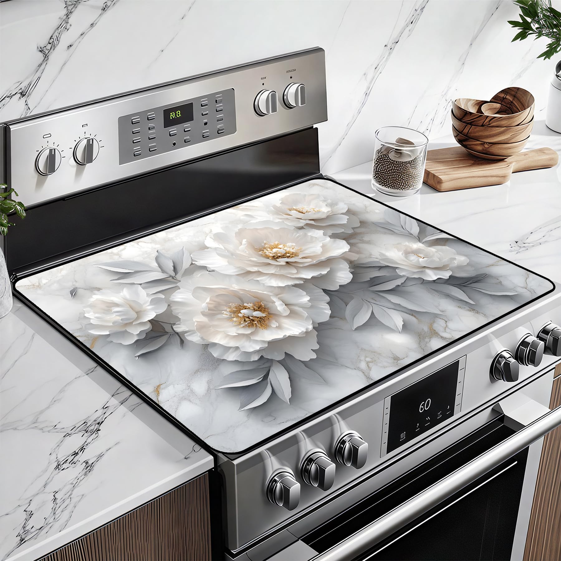 Stove Top Cover for Glass Electric Stove (Peony, 28.5"L x 20.5"W)