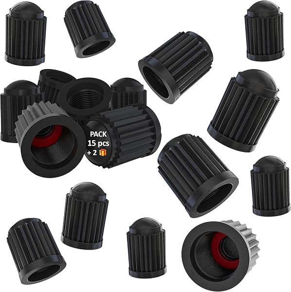 Pack de 15 Tapones para Rueda de Coche + 2 de Regalo | Tapón Universal para Válvula de Neumático, Moto, Bicicleta o Patinete | Anillo Sellador Antifugas para Protección Total - 1