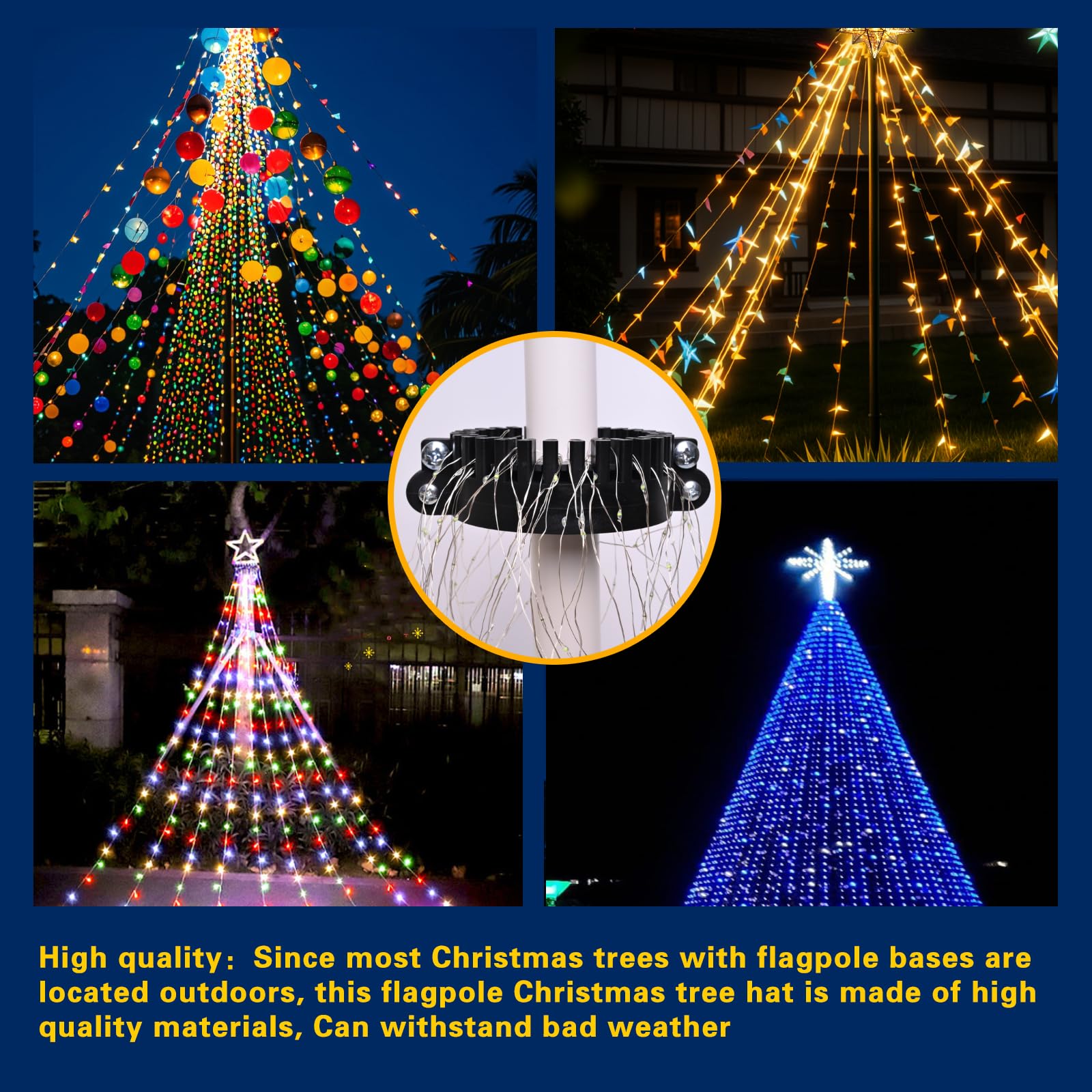 BROQIXIN Clamping Christmas Tree Flag Pole Mega Topper Light Hook,Outdoor Decoration for Christmas, Courtyard, Courtyard and Holiday Party Supplies