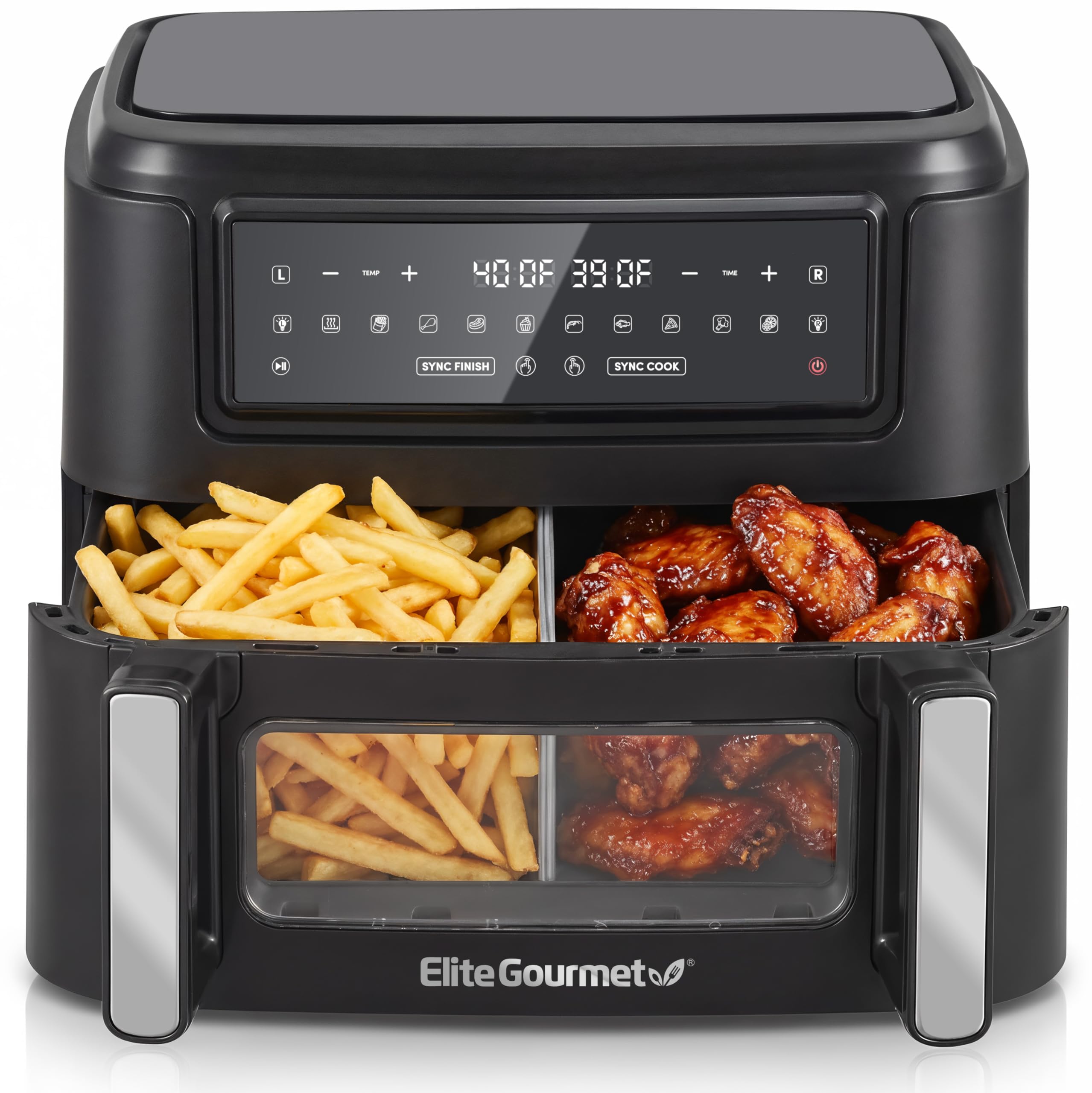 Elite Gourmet Dual Zone Air Fryer Oven 11QT