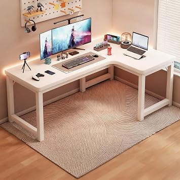 Computer Desk, Computer Desk, Thick Steel Frame, L-Shape, Game Office Desk, Width 47.2 / 55.1 / 63.0 x Height 29.5 inches 120 / 140 / 160 x 75 cm, Load Capacity 330.7 lbs 150 kg, Study